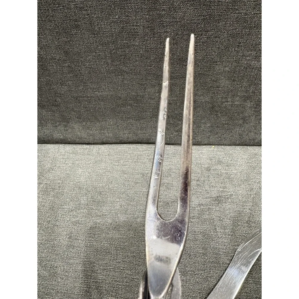 Vintage Everbrite Knife Company England Antlered Handled Meat‎ Carving Set